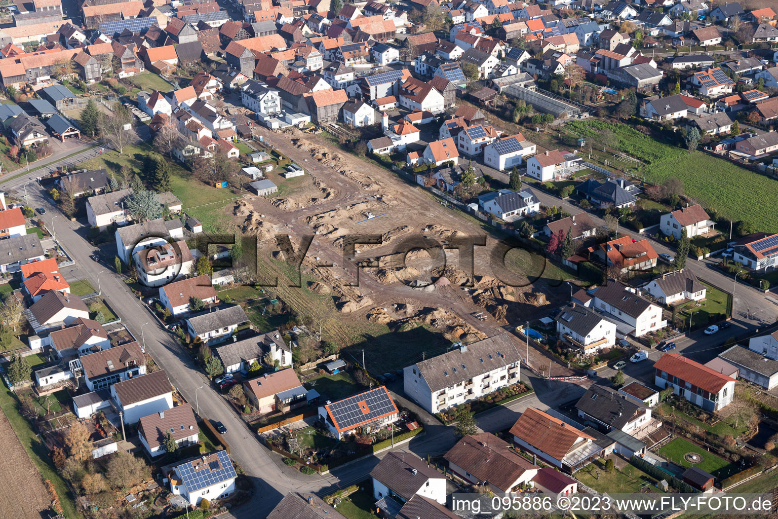 Bird's eye view of District Hayna in Herxheim bei Landau in the state Rhineland-Palatinate, Germany