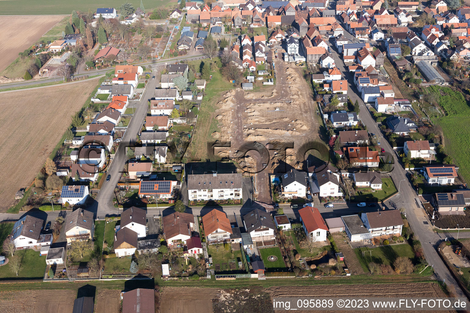 Drone recording of District Hayna in Herxheim bei Landau in the state Rhineland-Palatinate, Germany