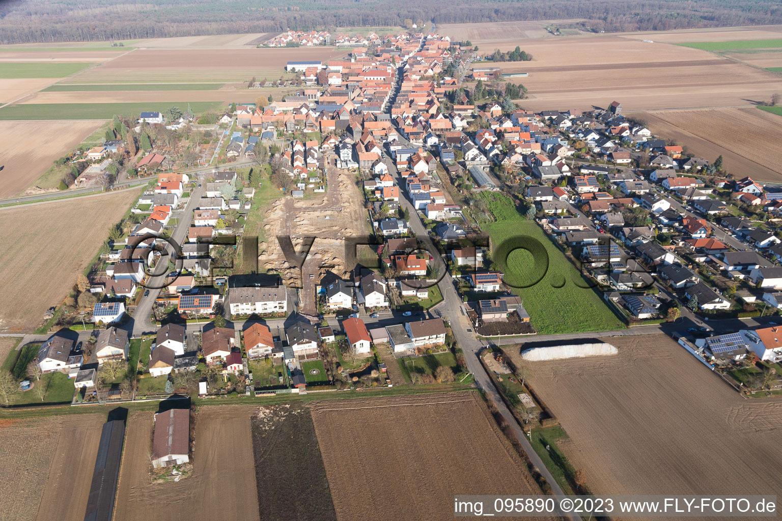 Drone image of District Hayna in Herxheim bei Landau/Pfalz in the state Rhineland-Palatinate, Germany