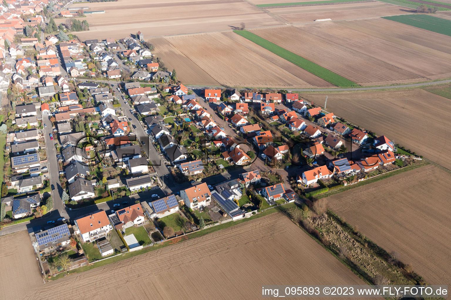 District Hayna in Herxheim bei Landau in the state Rhineland-Palatinate, Germany from a drone