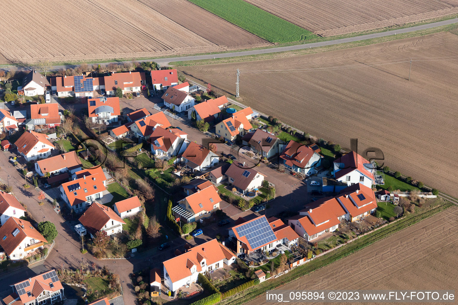 District Hayna in Herxheim bei Landau in the state Rhineland-Palatinate, Germany seen from a drone