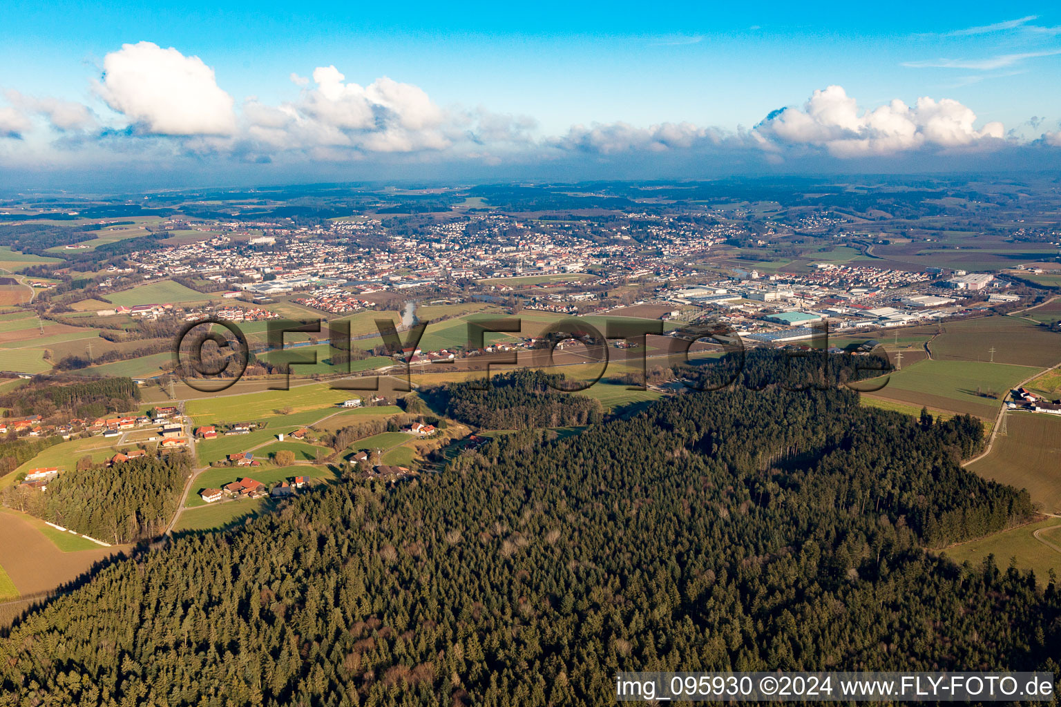 Aerial photograpy of Pfarrkirchen in the state Bavaria, Germany