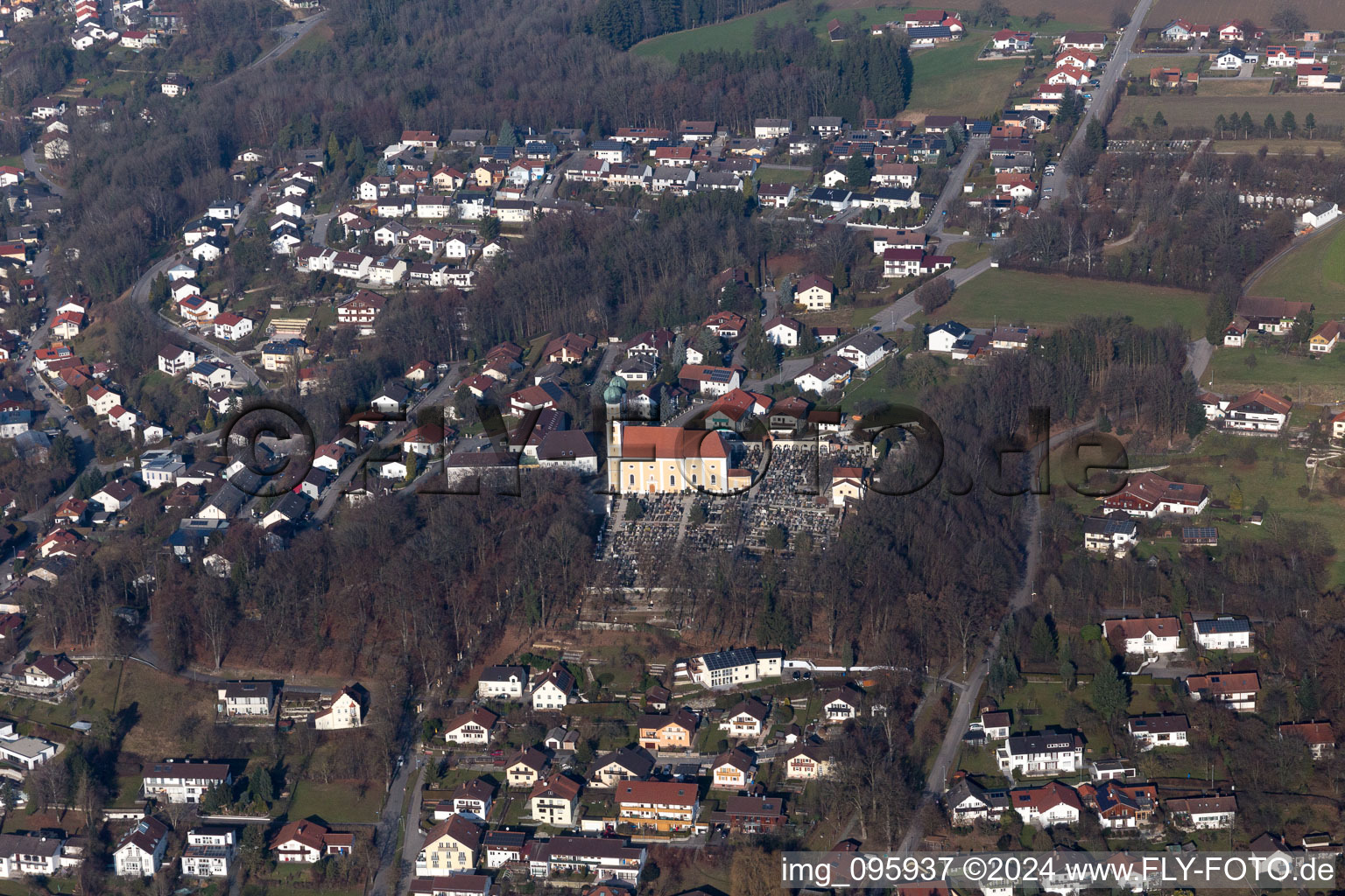 Pfarrkirchen in the state Bavaria, Germany seen from above