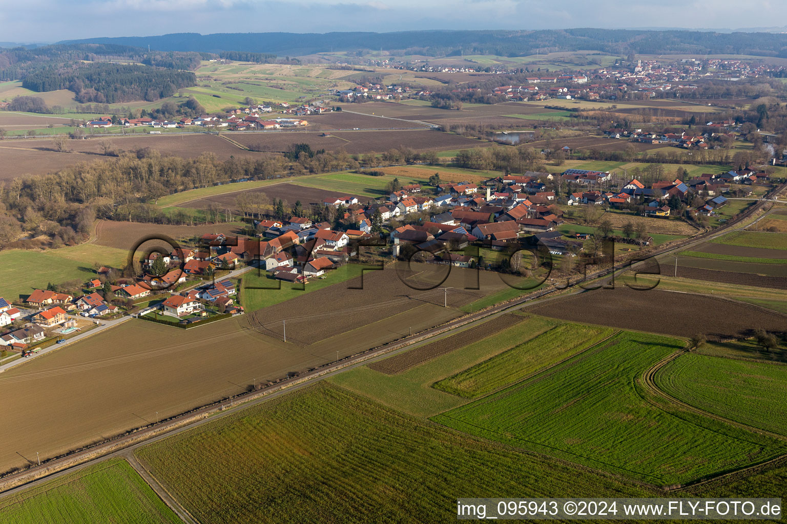 Aerial photograpy of District Schwaibach in Bad Birnbach in the state Bavaria, Germany