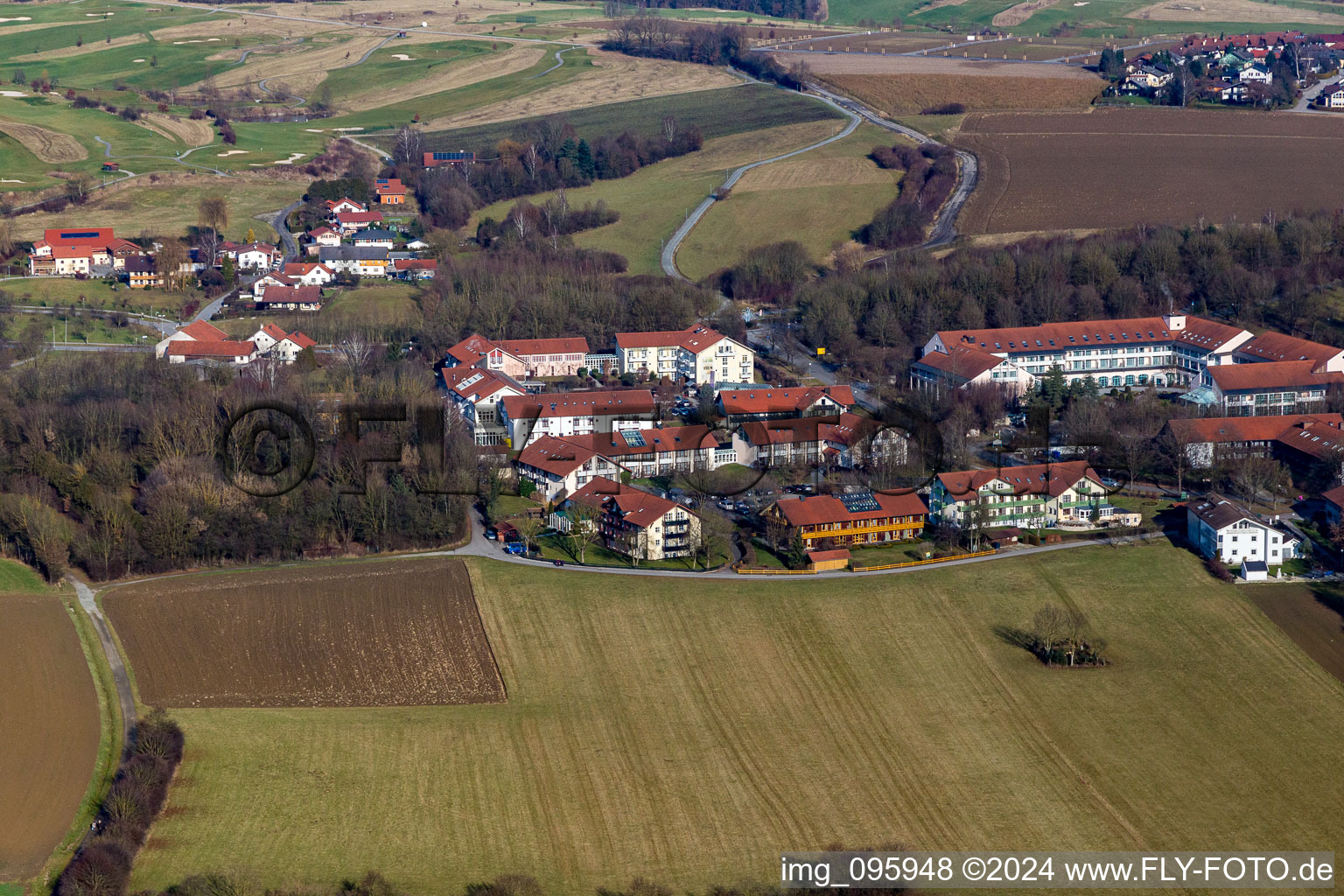 Aerial view of District Gries in Bad Birnbach in the state Bavaria, Germany