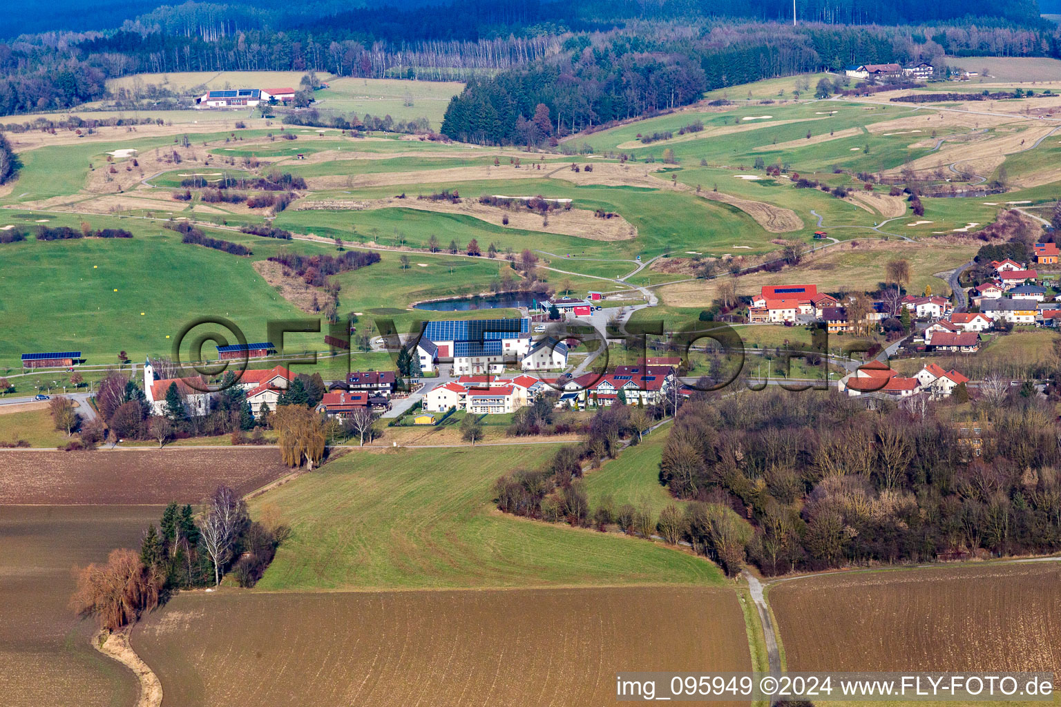 Oblique view of District Aunham in Bad Birnbach in the state Bavaria, Germany