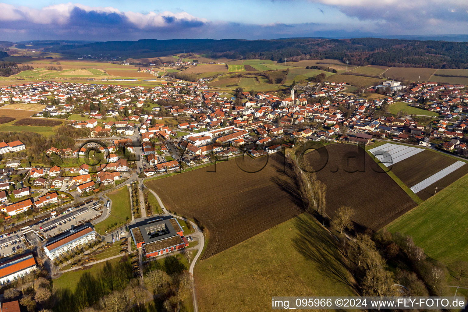 District Aunham in Bad Birnbach in the state Bavaria, Germany from a drone