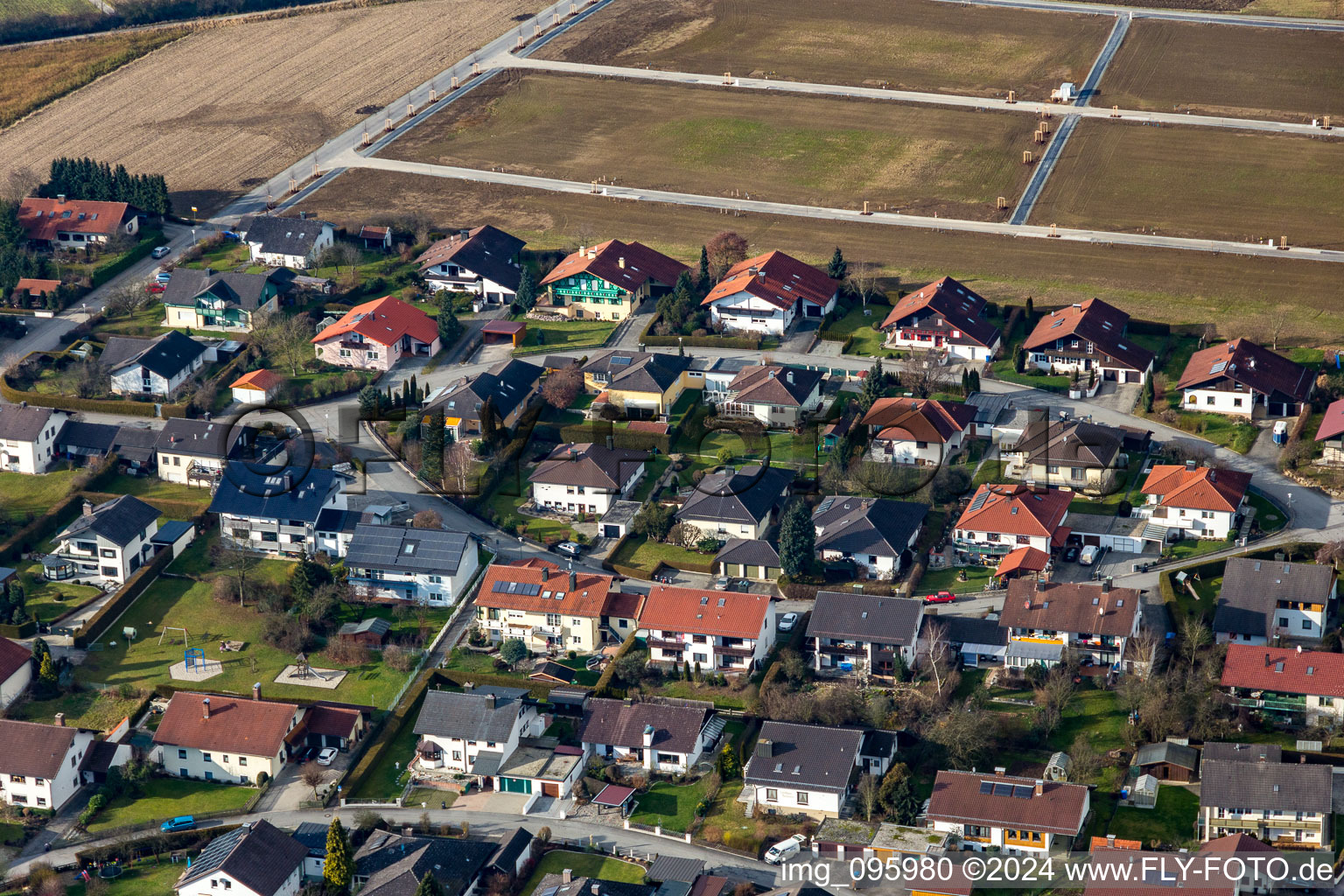 District Aunham in Bad Birnbach in the state Bavaria, Germany seen from a drone