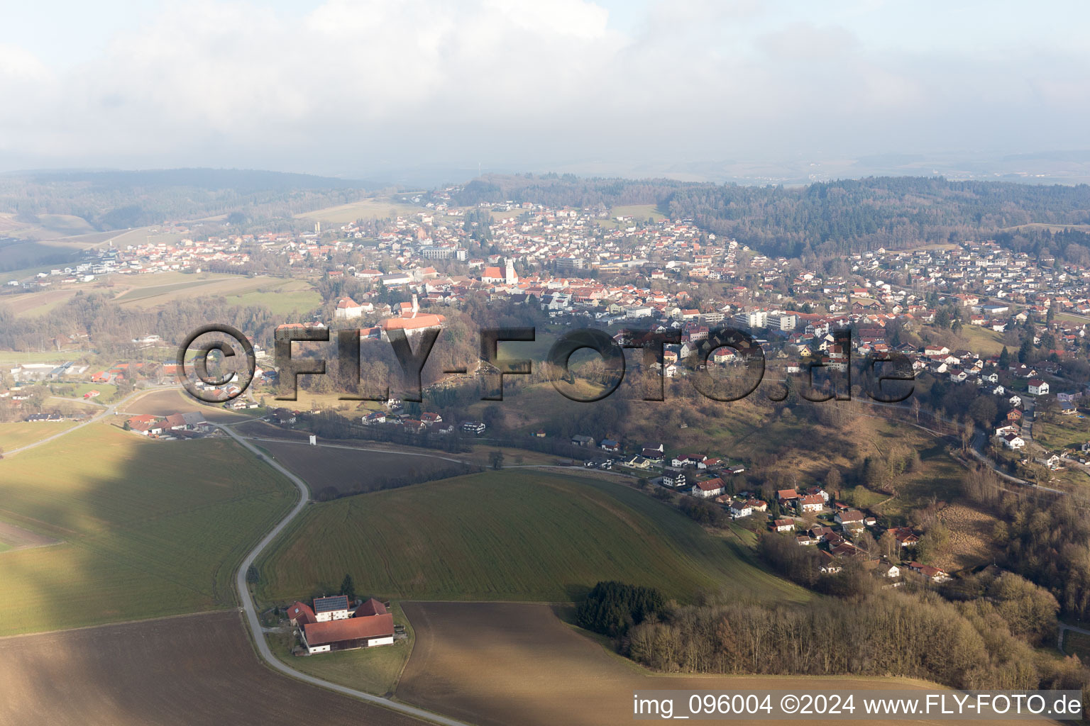 Aerial view of Bad Griesbach in the state Bavaria, Germany