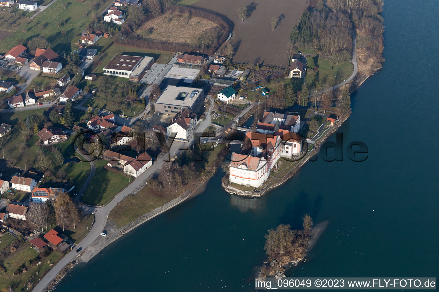 Neuhaus am Inn in the state Bavaria, Germany viewn from the air
