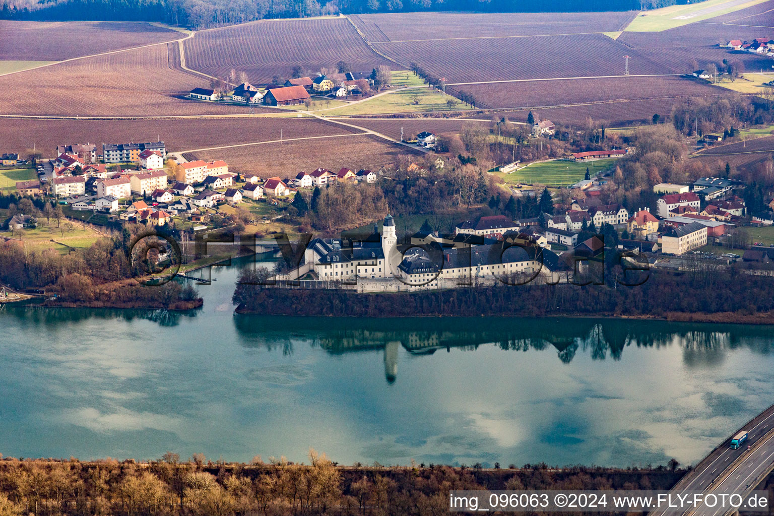 Prison grounds of Prison at the Inn river in Suben in Oberoesterreich, Austria