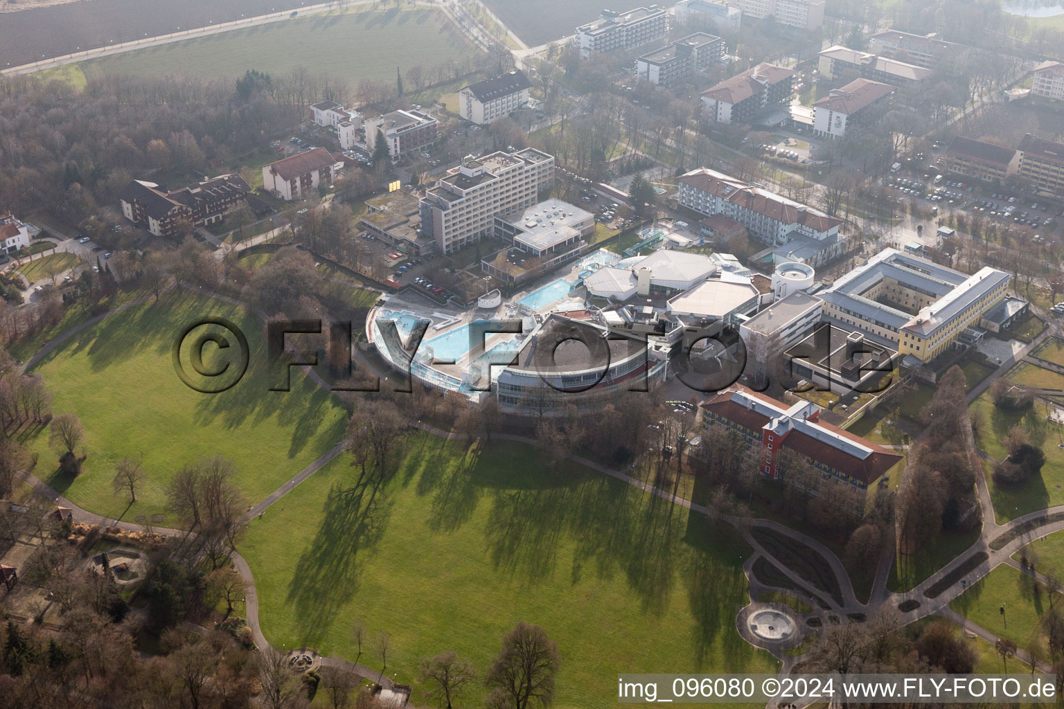 Bad Füssing in the state Bavaria, Germany seen from above