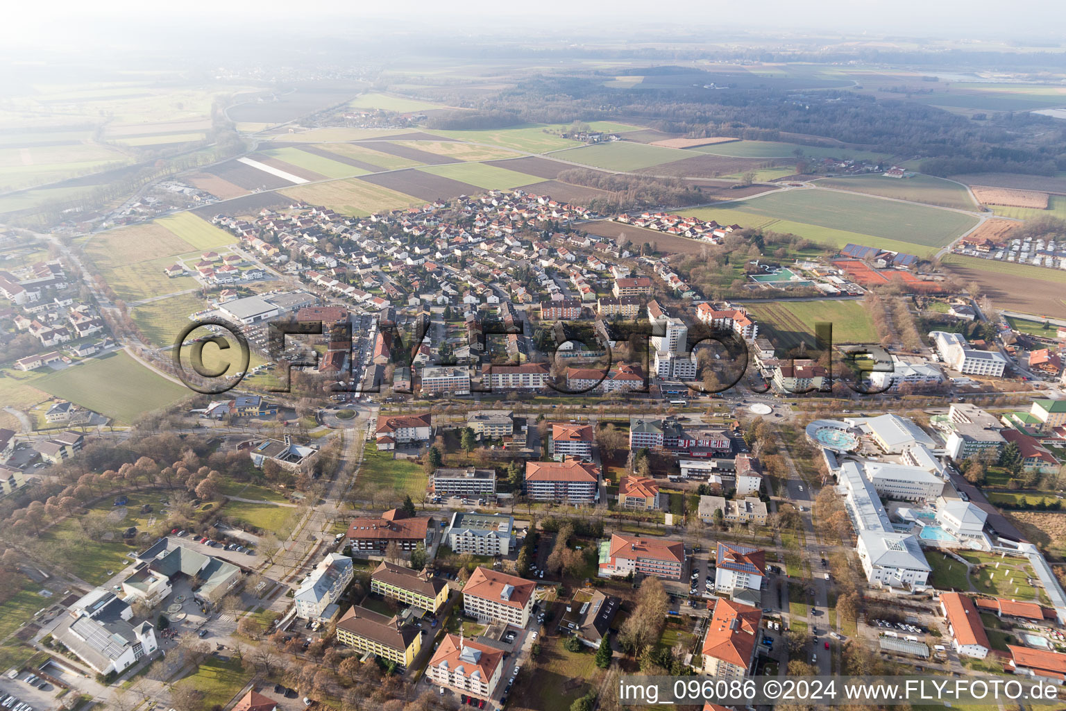 Drone image of Bad Füssing in the state Bavaria, Germany