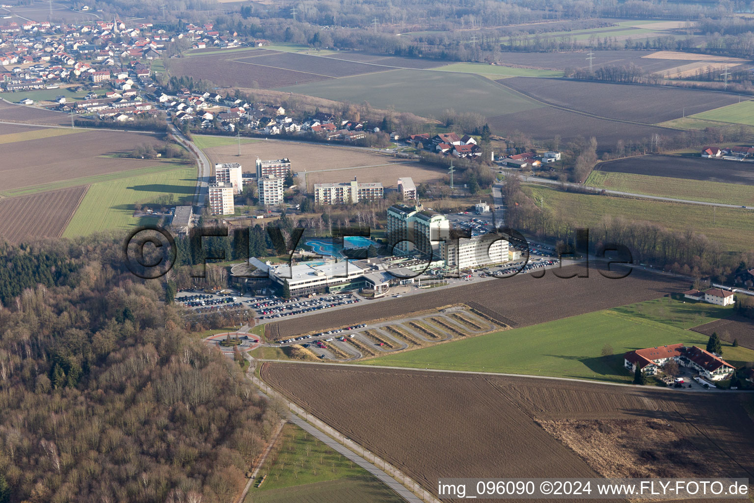 Aerial view of Bad Füssing in the state Bavaria, Germany