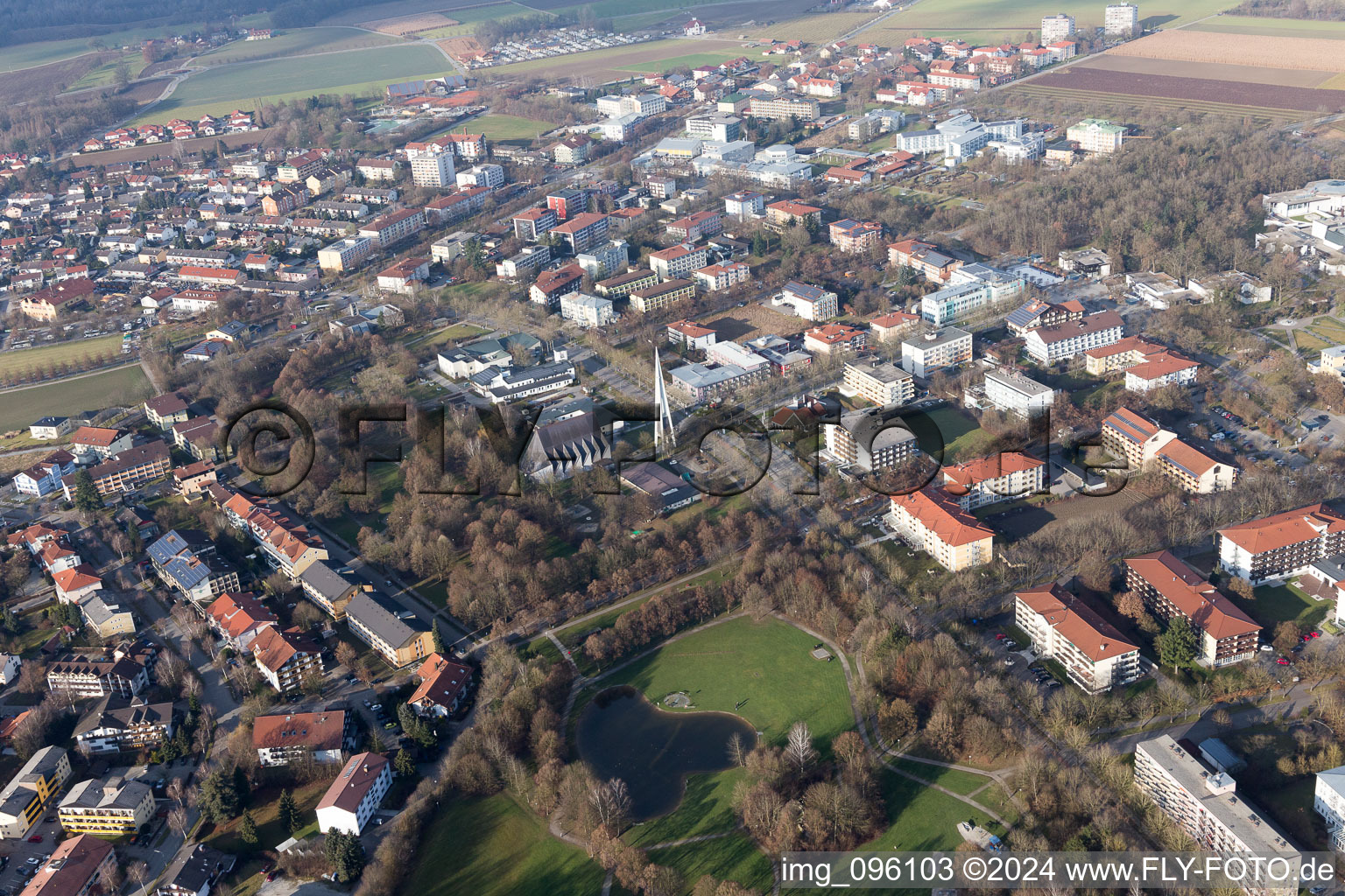 Drone image of Bad Füssing in the state Bavaria, Germany