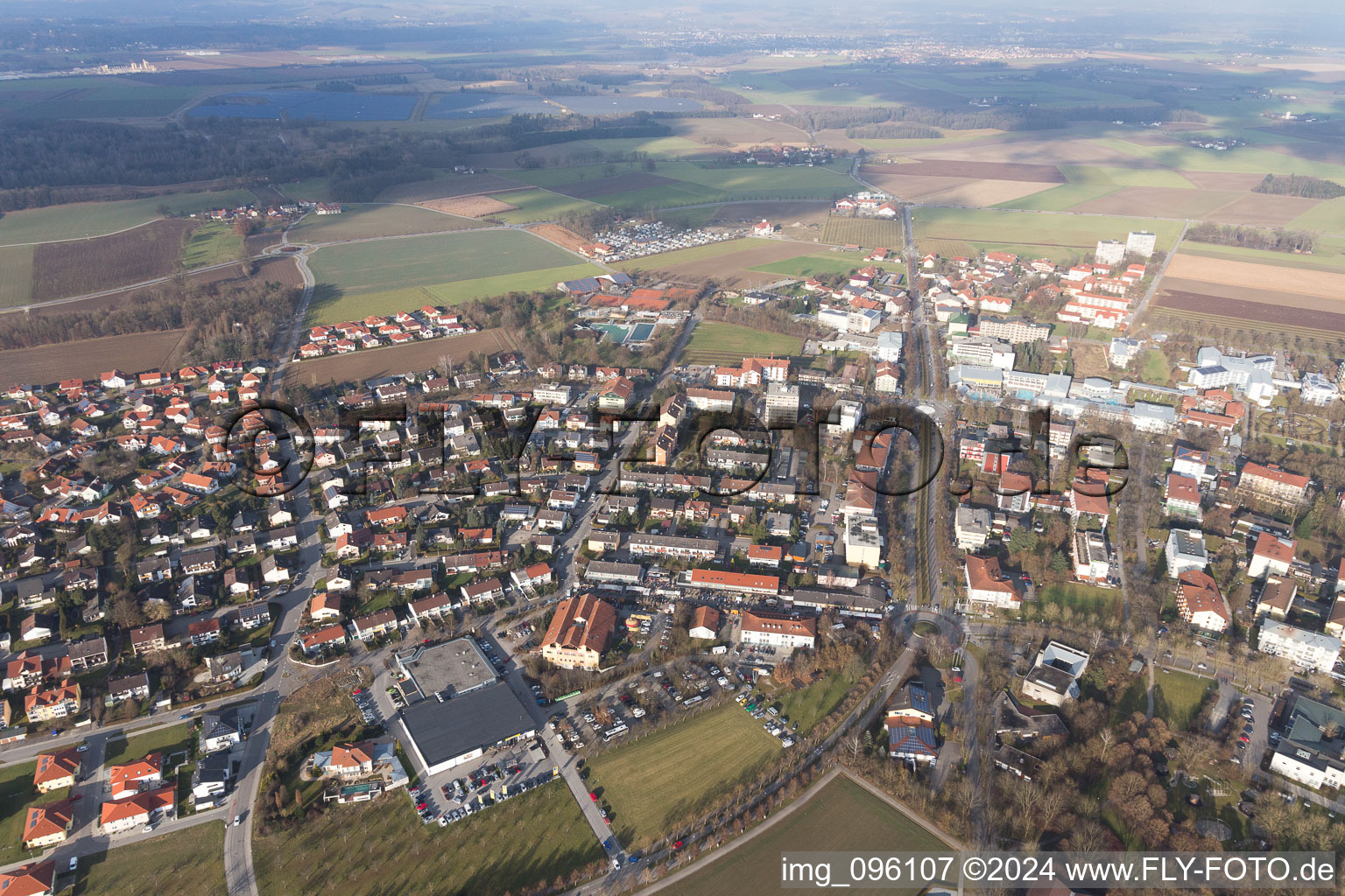 Aerial view of Bad Füssing in the state Bavaria, Germany