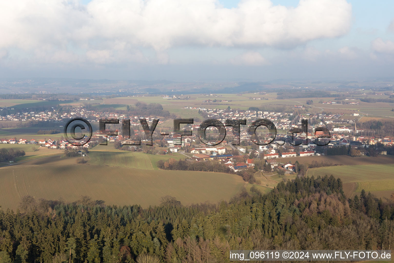 Oblique view of Rotthalmünster in the state Bavaria, Germany