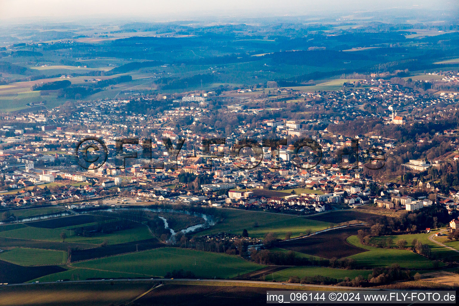 Bird's eye view of Pfarrkirchen in the state Bavaria, Germany