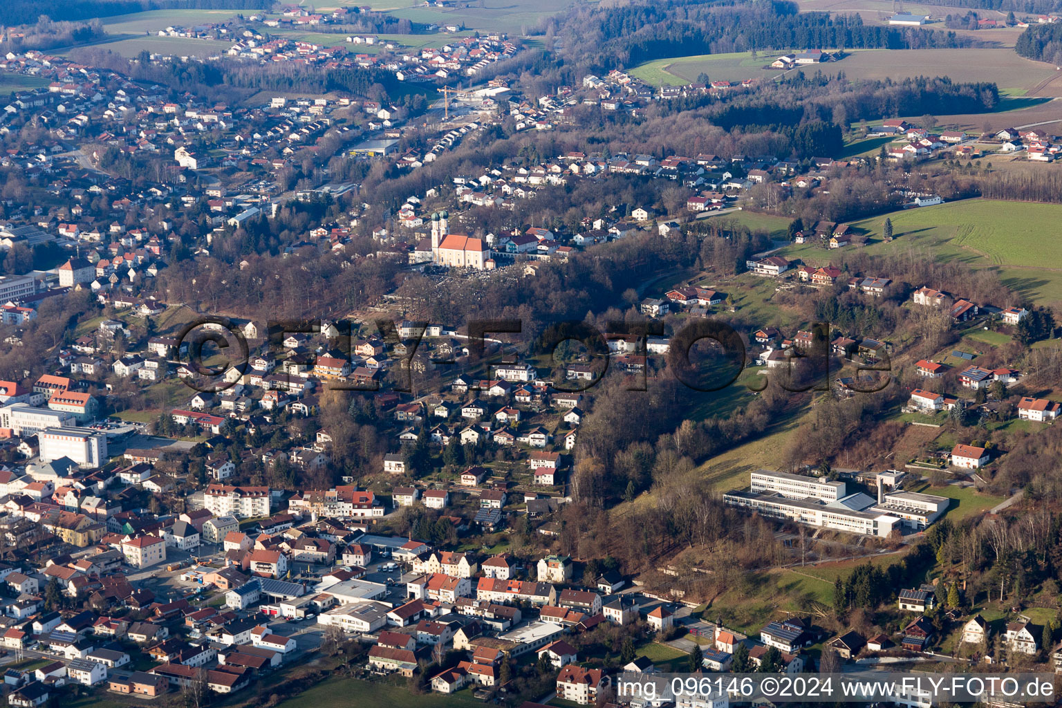 Pfarrkirchen in the state Bavaria, Germany viewn from the air