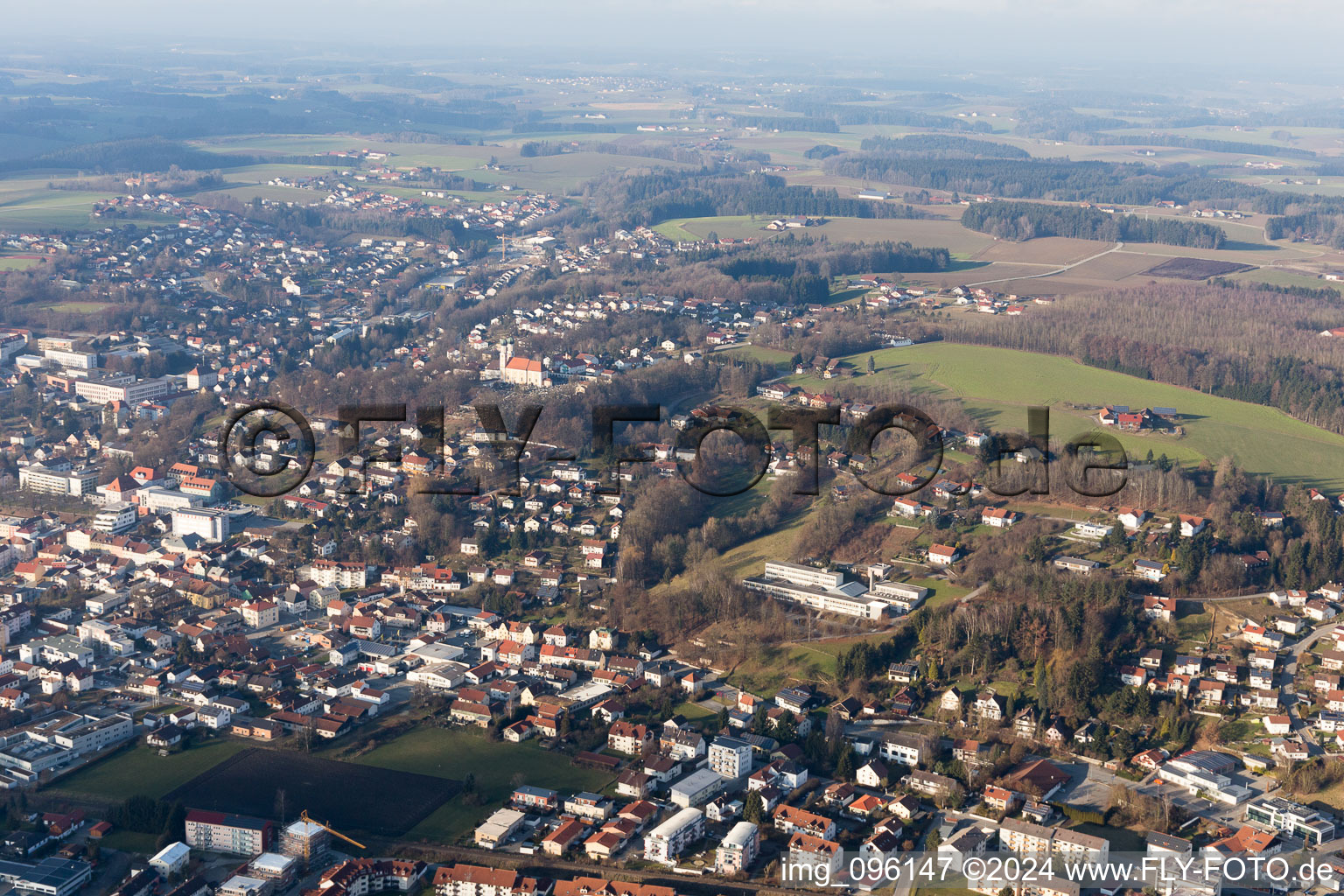 Drone recording of Pfarrkirchen in the state Bavaria, Germany