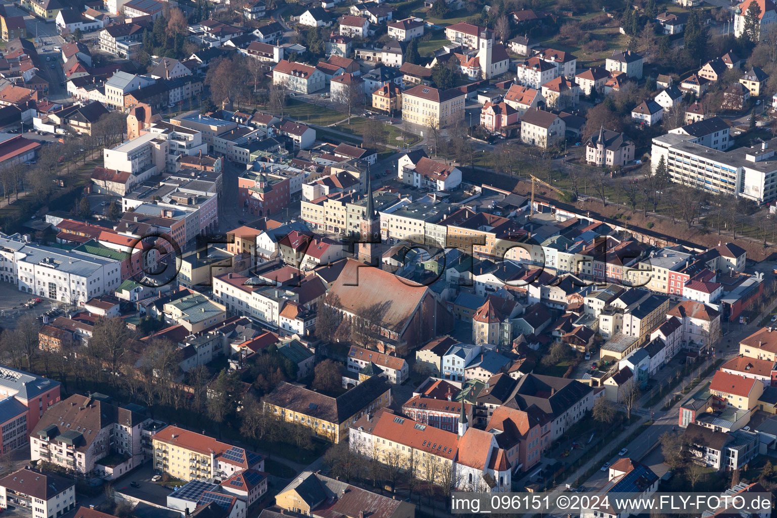 Pfarrkirchen in the state Bavaria, Germany from a drone