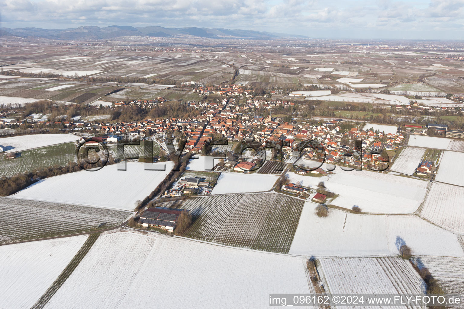 Oblique view of District Ingenheim in Billigheim-Ingenheim in the state Rhineland-Palatinate, Germany