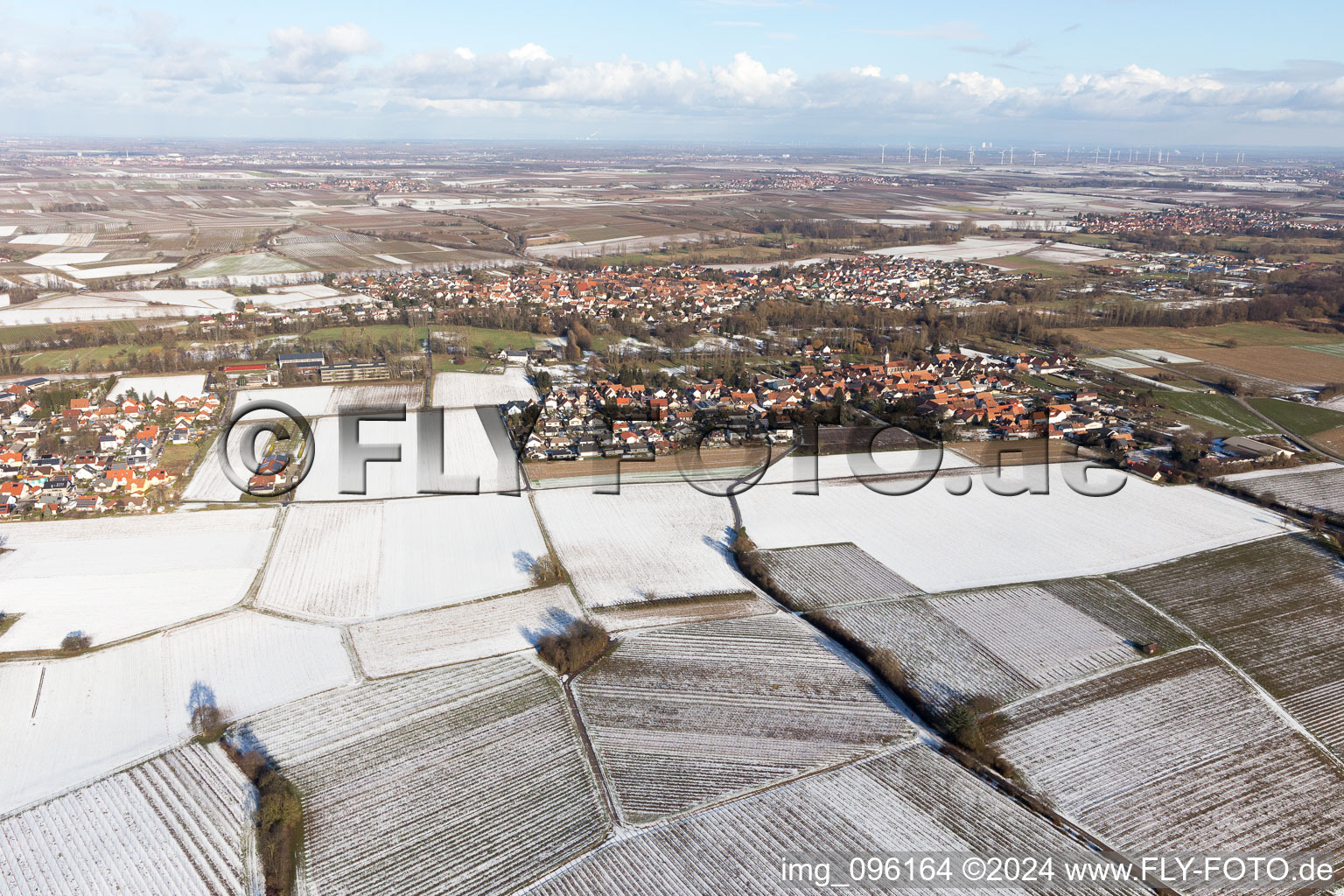 District Ingenheim in Billigheim-Ingenheim in the state Rhineland-Palatinate, Germany out of the air