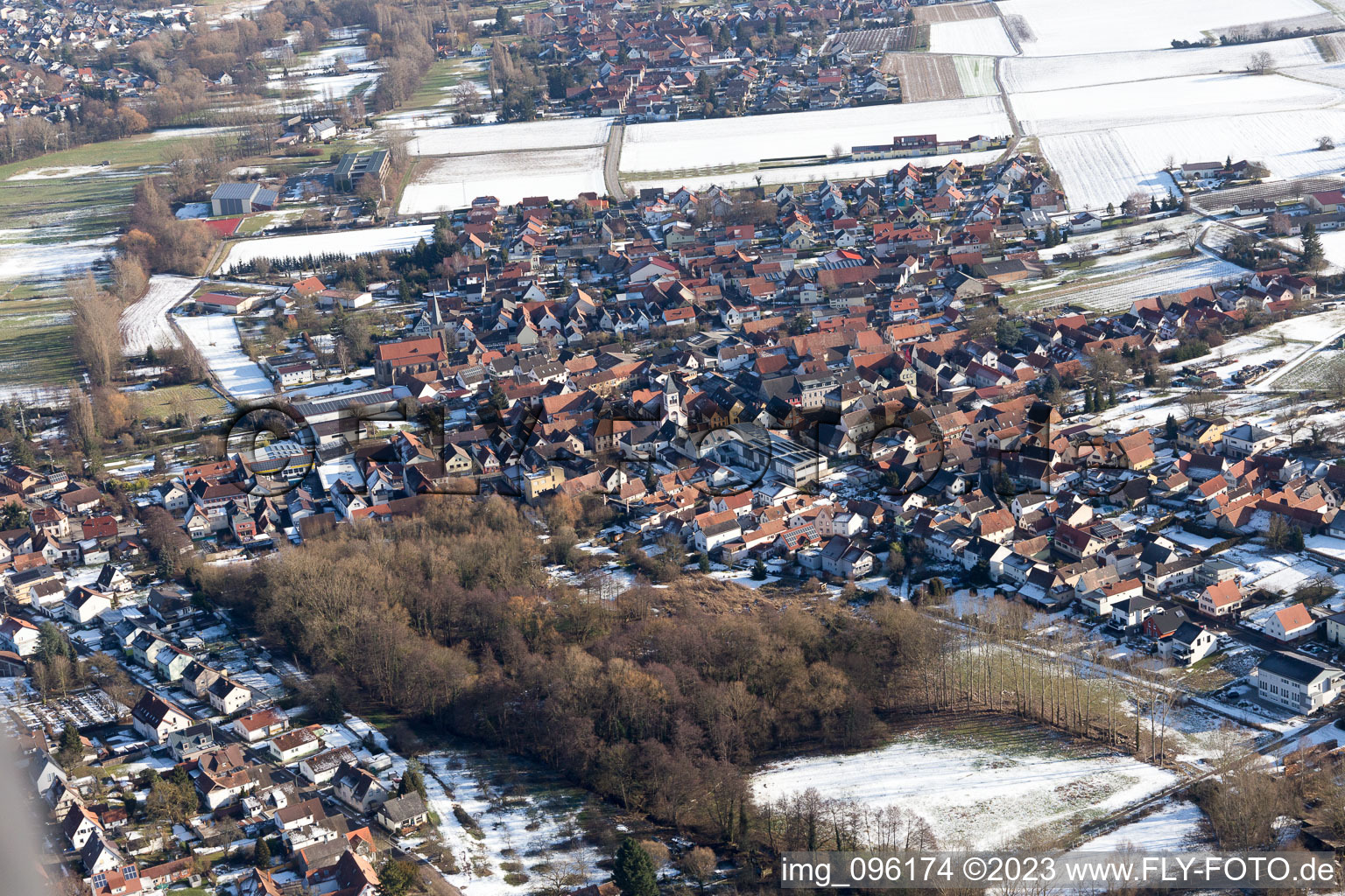 In winter in the district Ingenheim in Billigheim-Ingenheim in the state Rhineland-Palatinate, Germany
