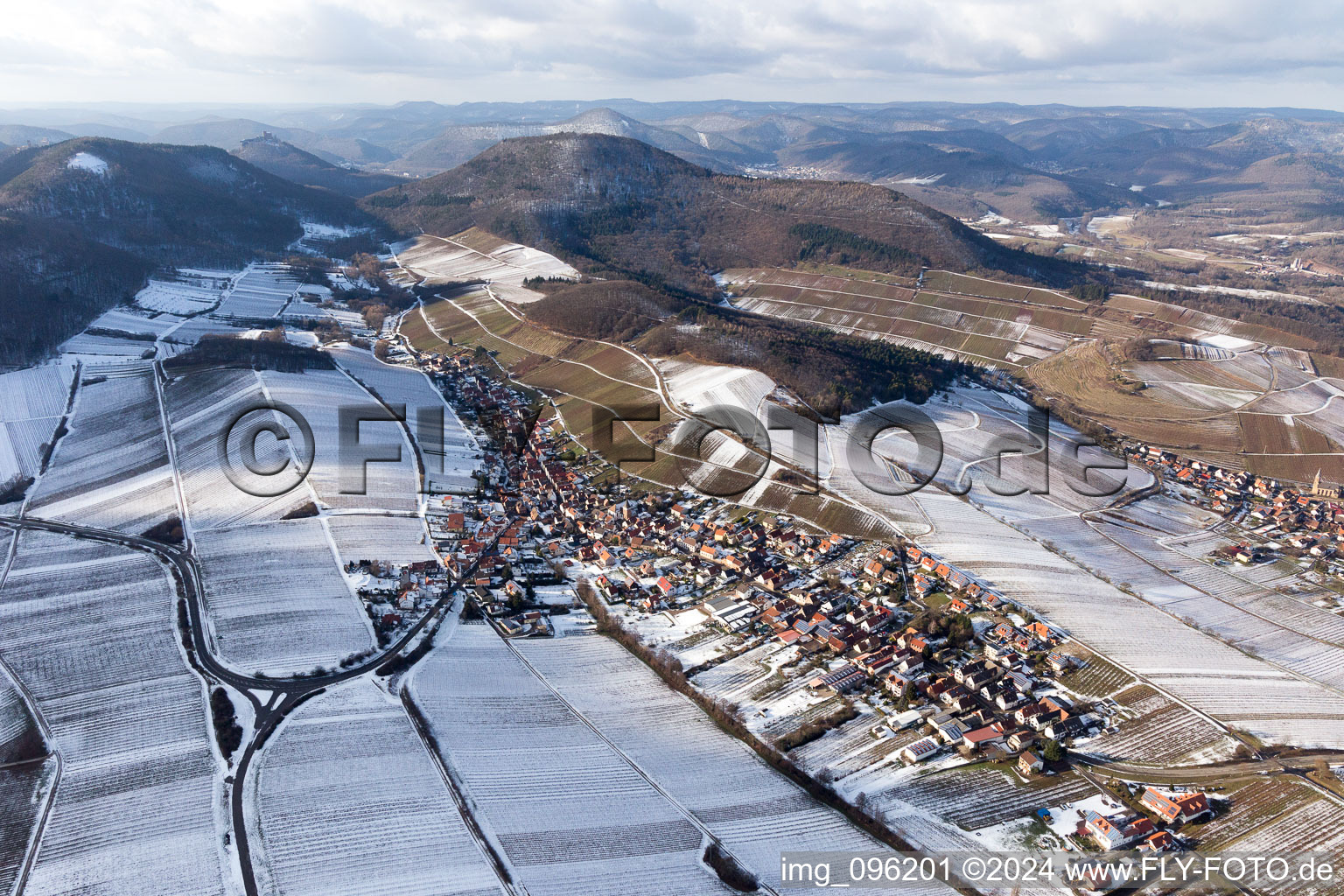 Oblique view of Ranschbach in the state Rhineland-Palatinate, Germany