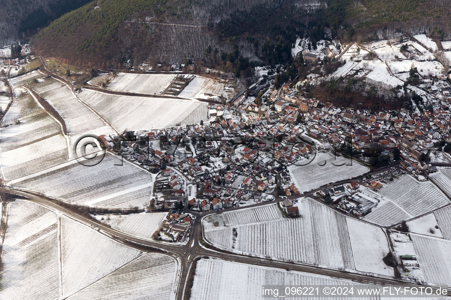 Drone image of Gleisweiler in the state Rhineland-Palatinate, Germany