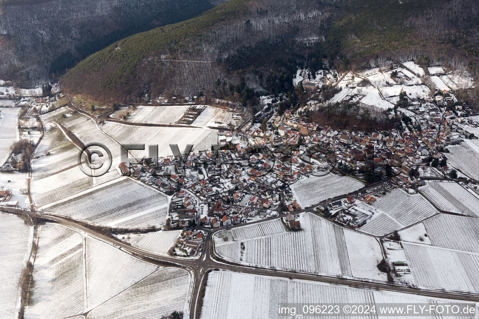 Gleisweiler in the state Rhineland-Palatinate, Germany from the drone perspective