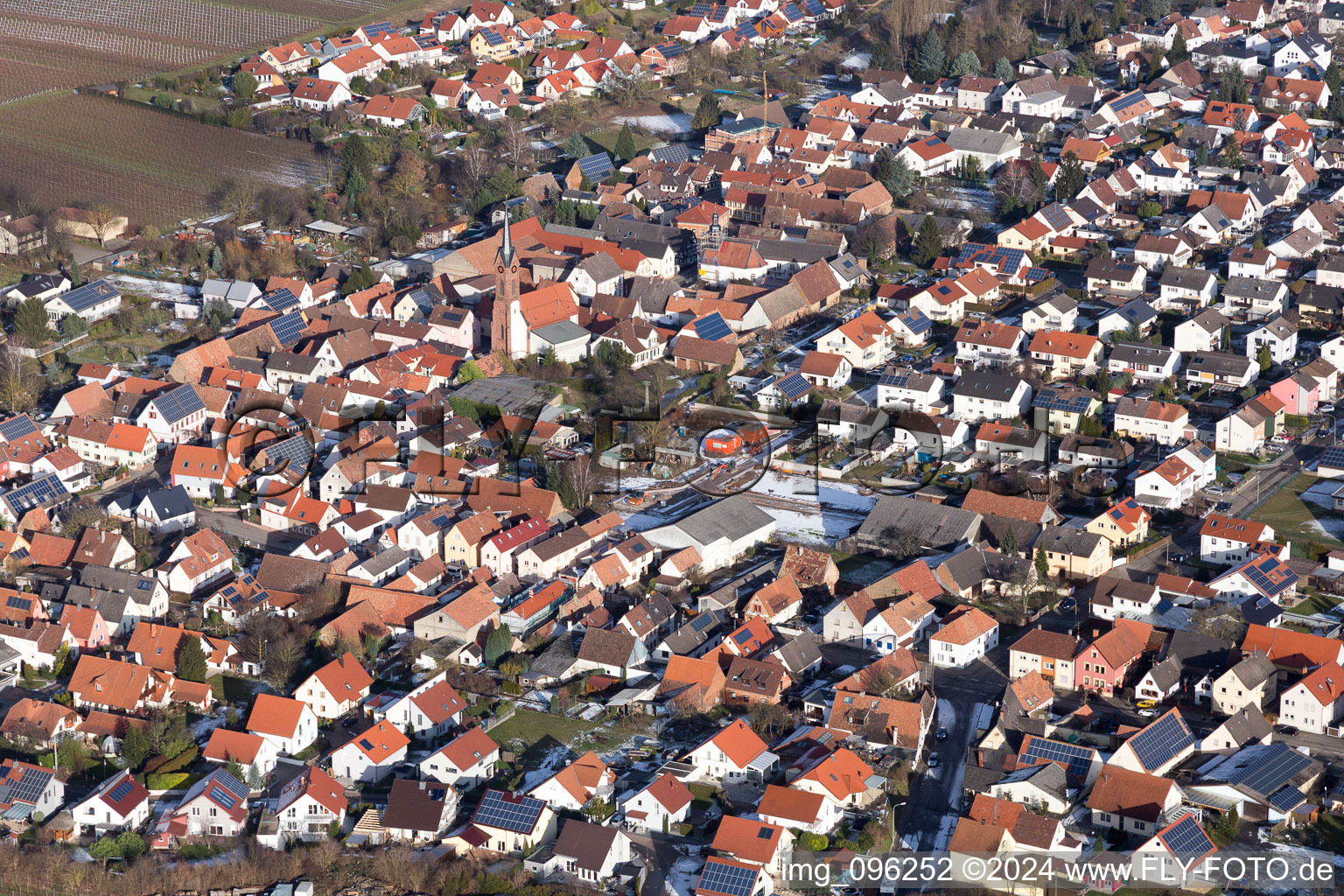 District Niederhochstadt in Hochstadt in the state Rhineland-Palatinate, Germany from the plane