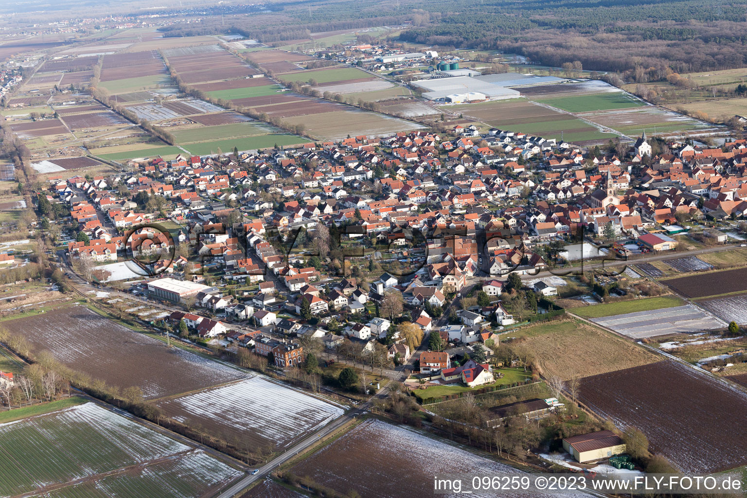 Zeiskam in the state Rhineland-Palatinate, Germany from above