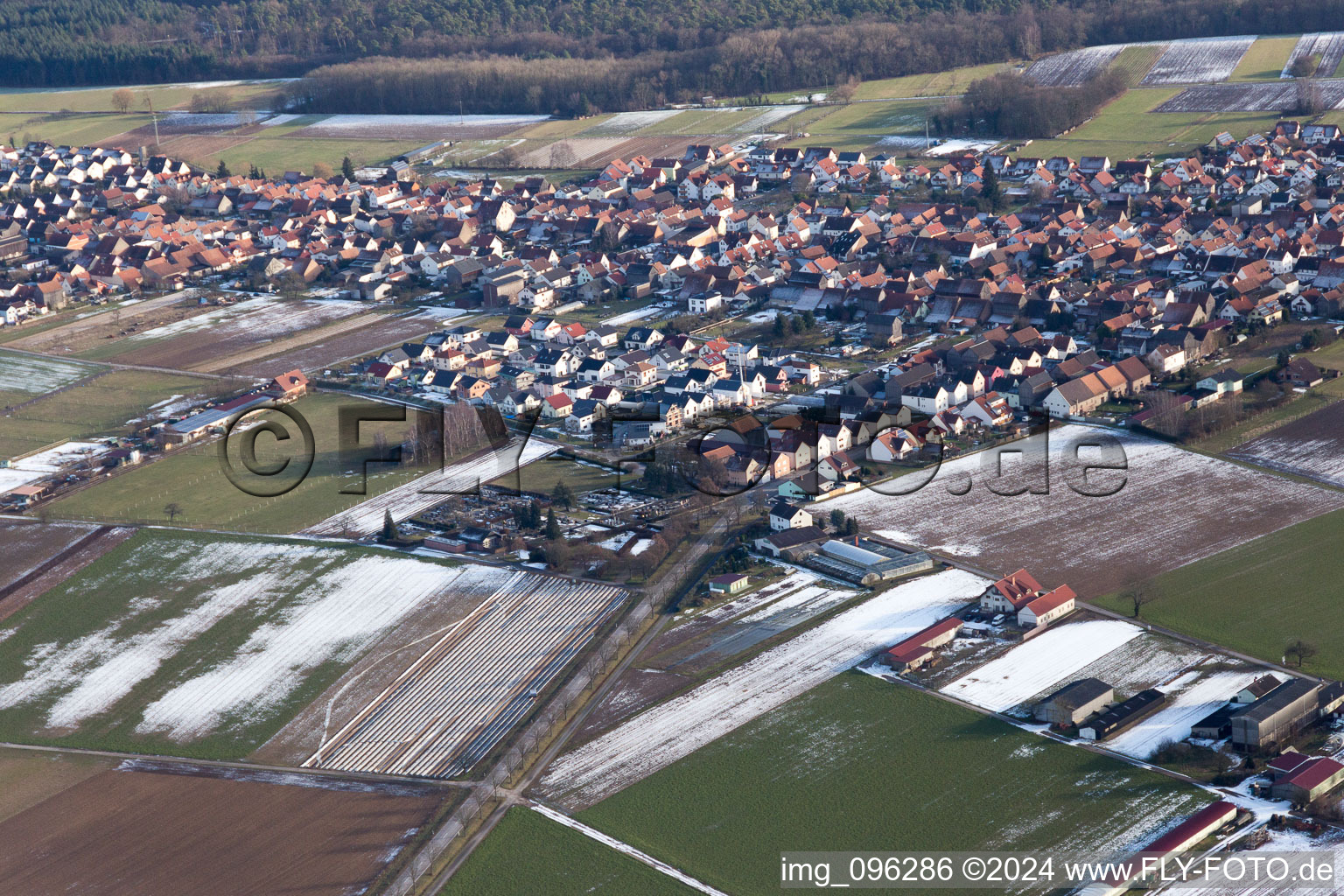 Drone image of Hatzenbühl in the state Rhineland-Palatinate, Germany