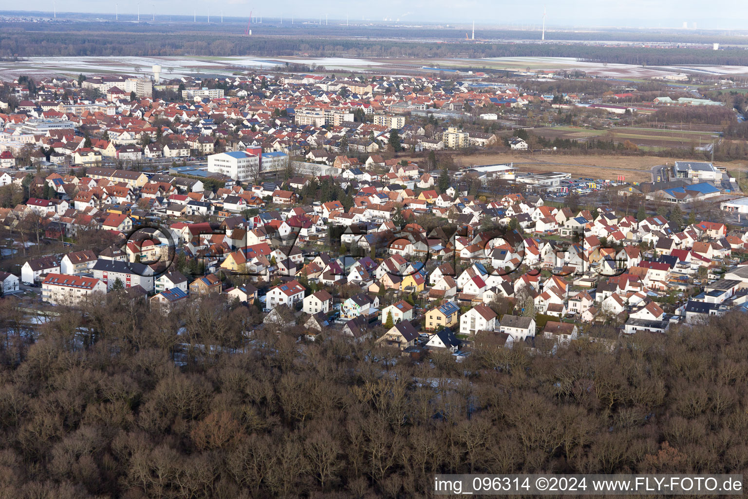 Kandel in the state Rhineland-Palatinate, Germany from above