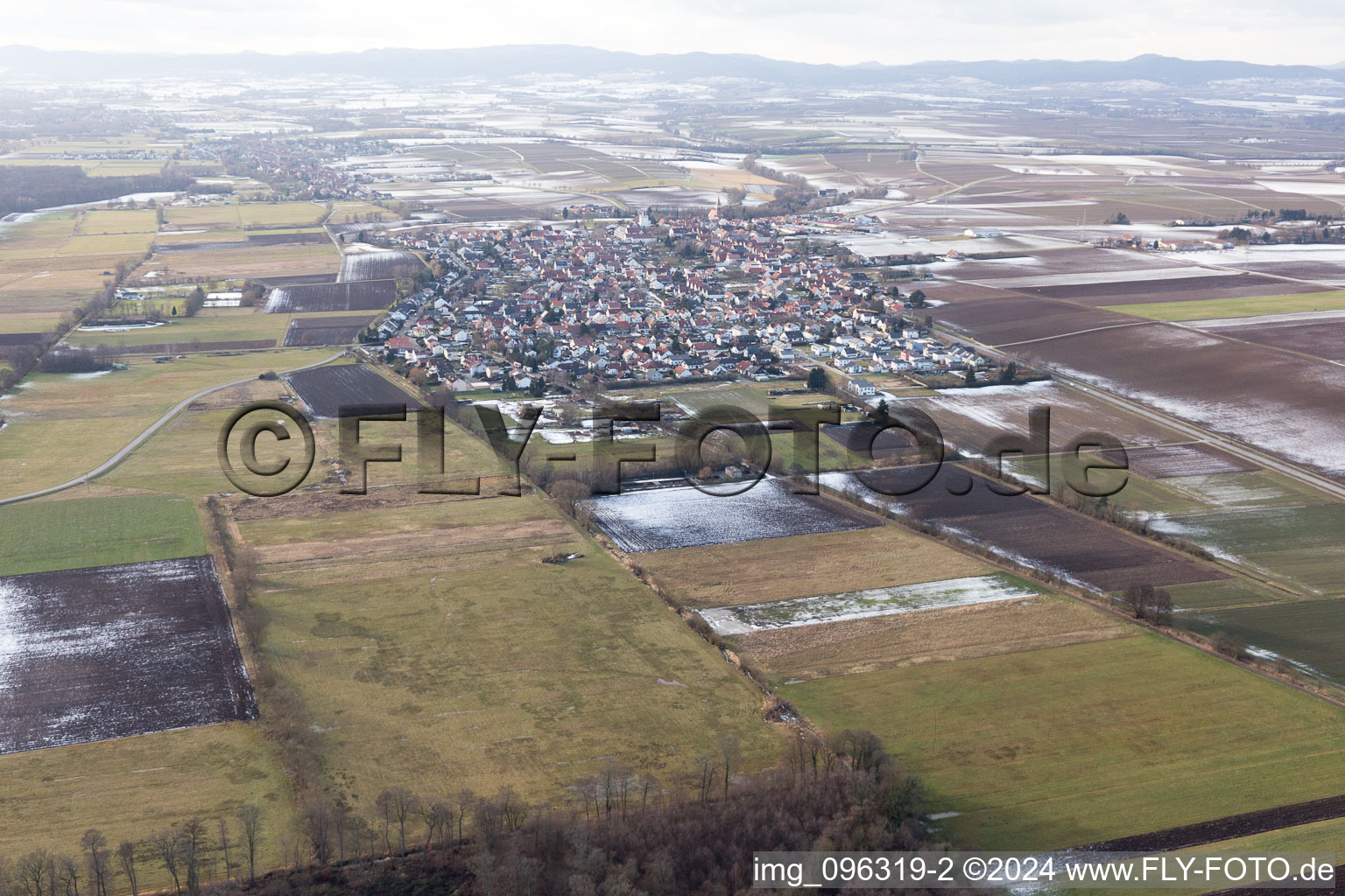 Minfeld in the state Rhineland-Palatinate, Germany from above