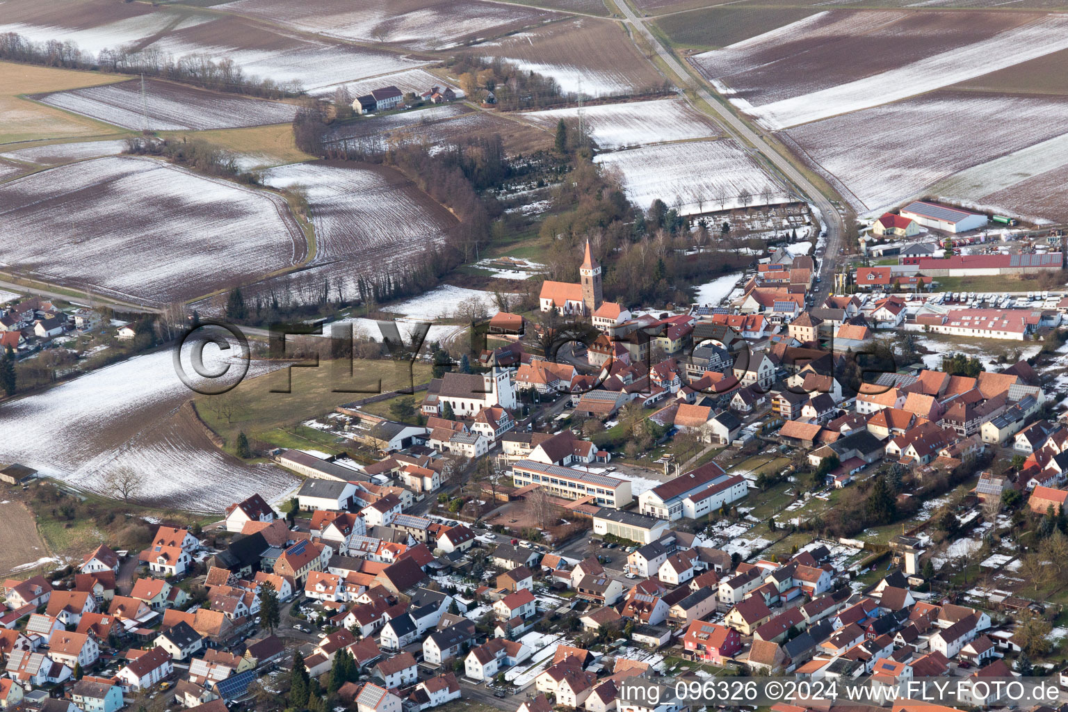 Minfeld in the state Rhineland-Palatinate, Germany from the plane