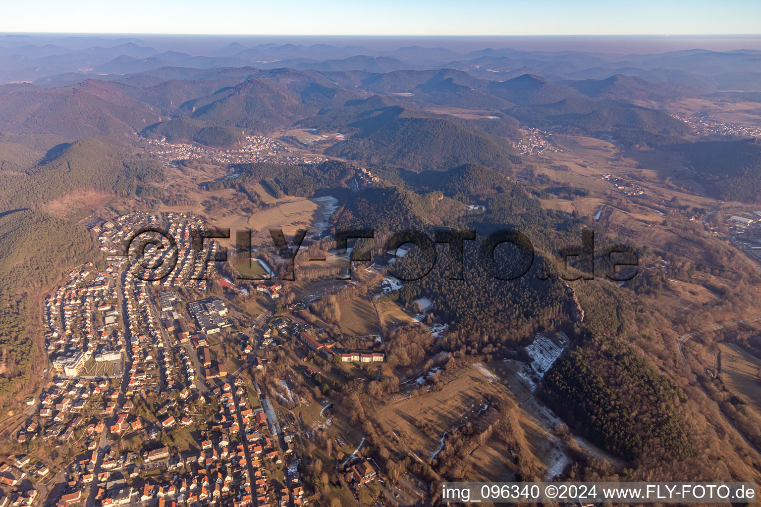 Dahn in the state Rhineland-Palatinate, Germany from a drone