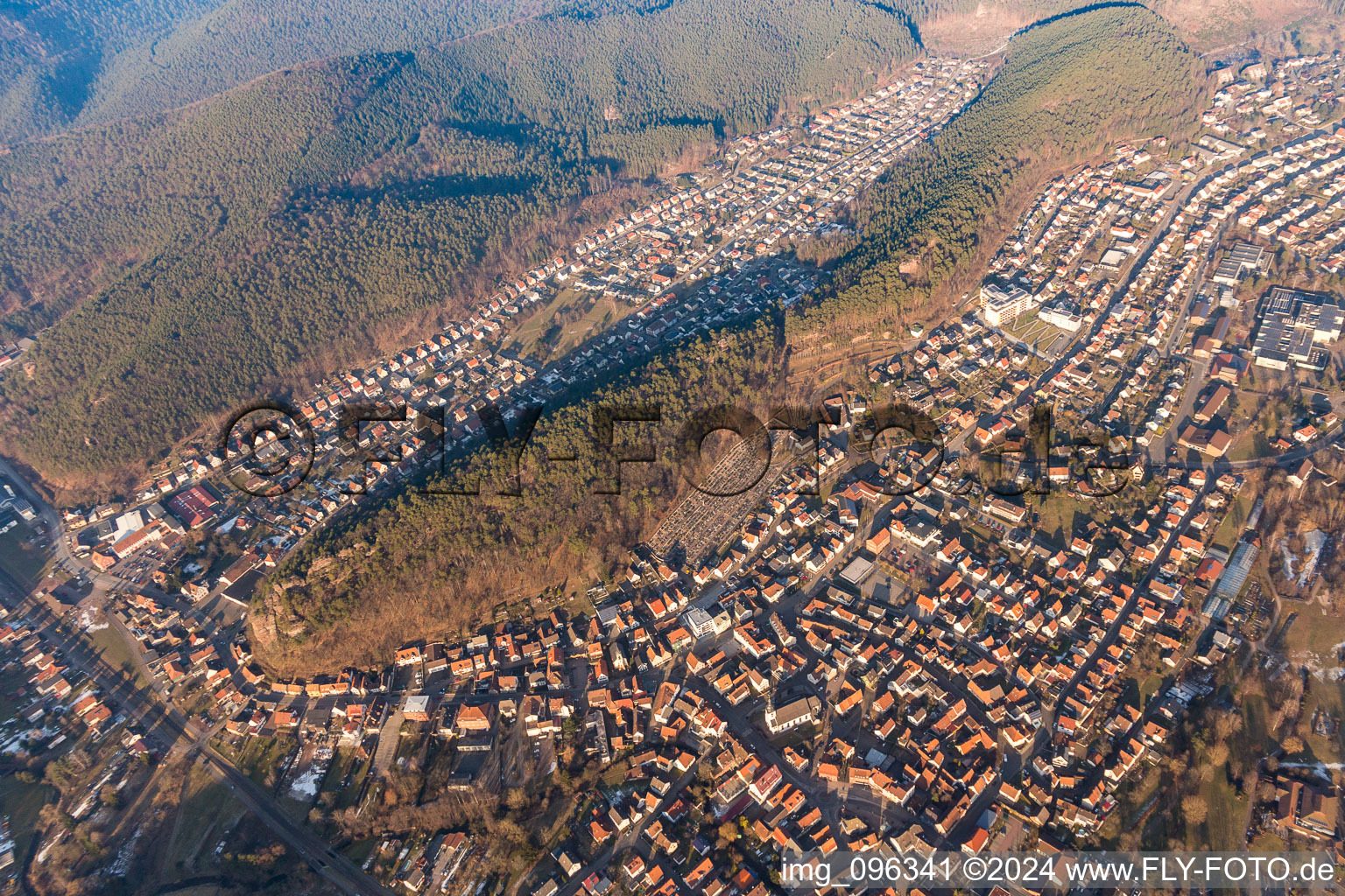 Dahn in the state Rhineland-Palatinate, Germany seen from a drone