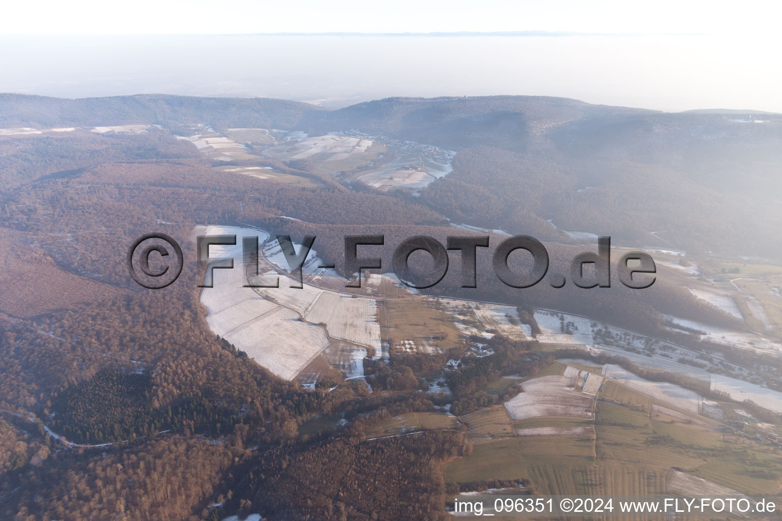 Aerial view of Wingen in the state Bas-Rhin, France