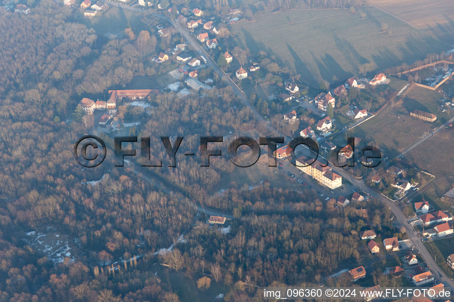 Preuschdorf in the state Bas-Rhin, France from the plane