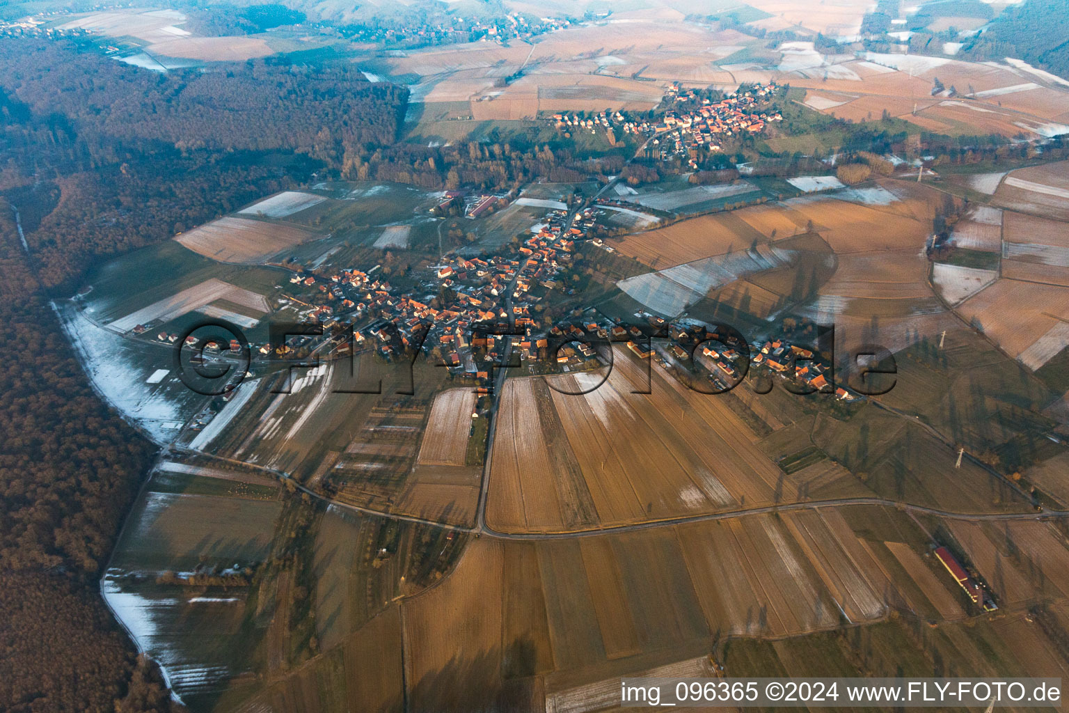 Aerial view of Memmelshoffen in the state Bas-Rhin, France