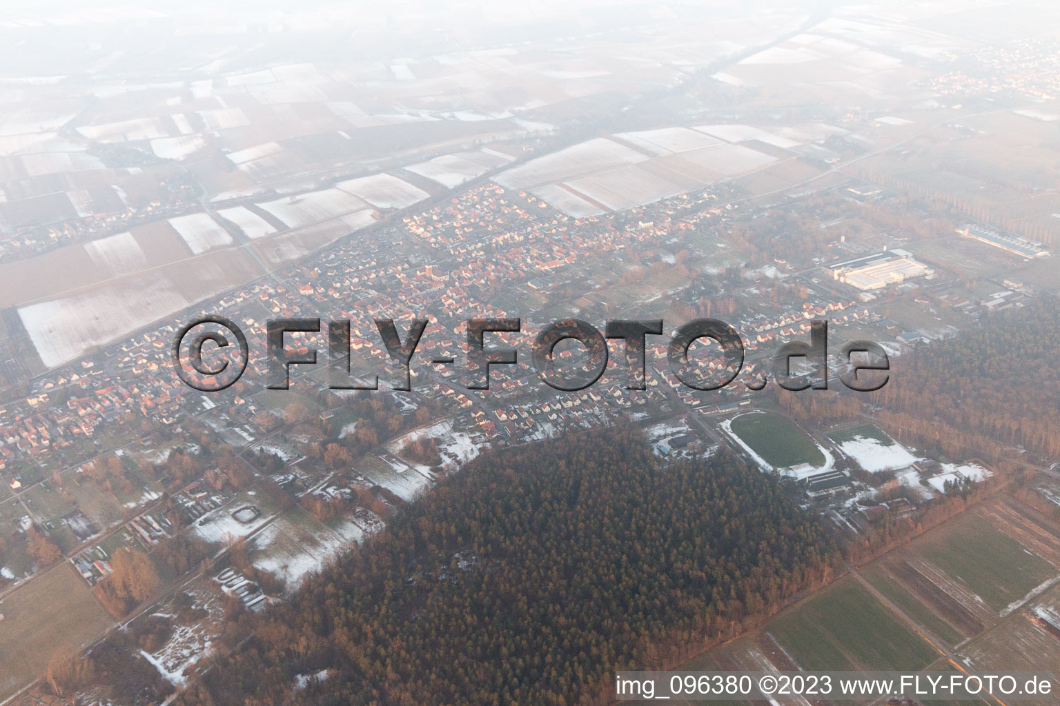 Aerial photograpy of District Schaidt in Wörth am Rhein in the state Rhineland-Palatinate, Germany