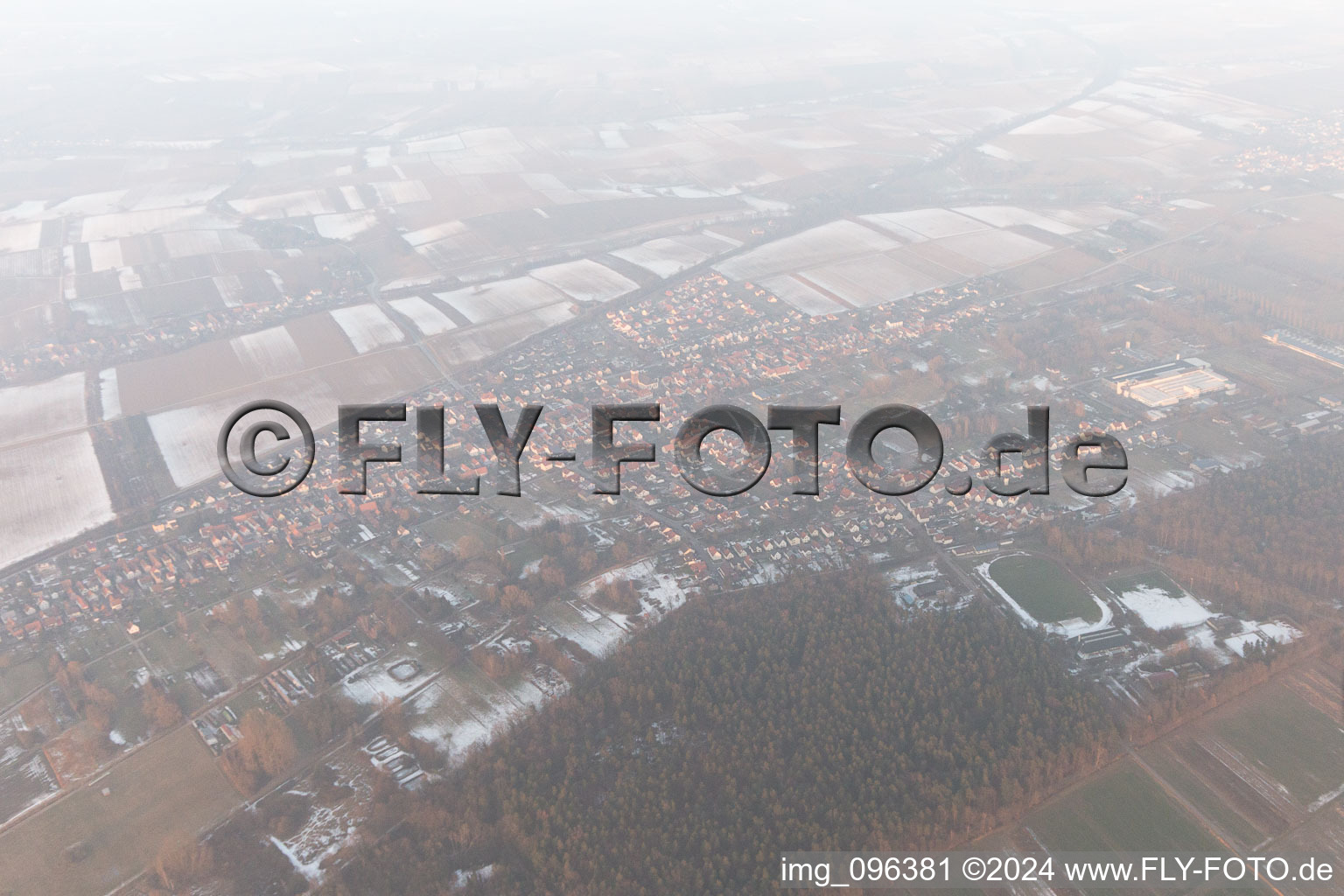 Oblique view of District Schaidt in Wörth am Rhein in the state Rhineland-Palatinate, Germany