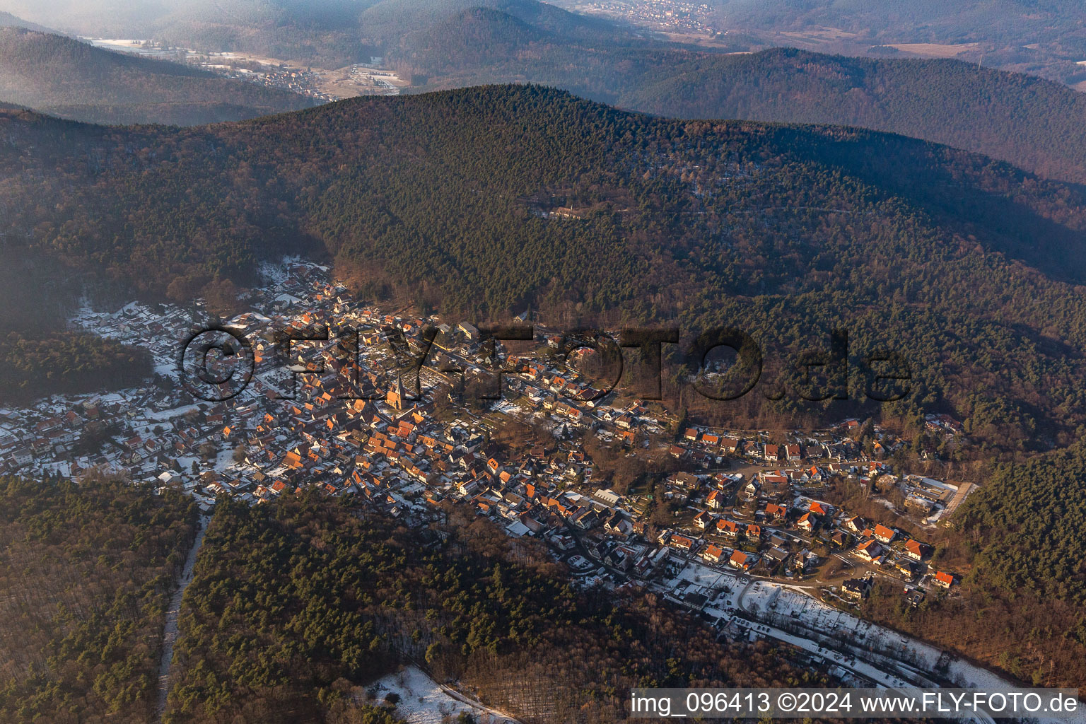 Drone image of Dörrenbach in the state Rhineland-Palatinate, Germany