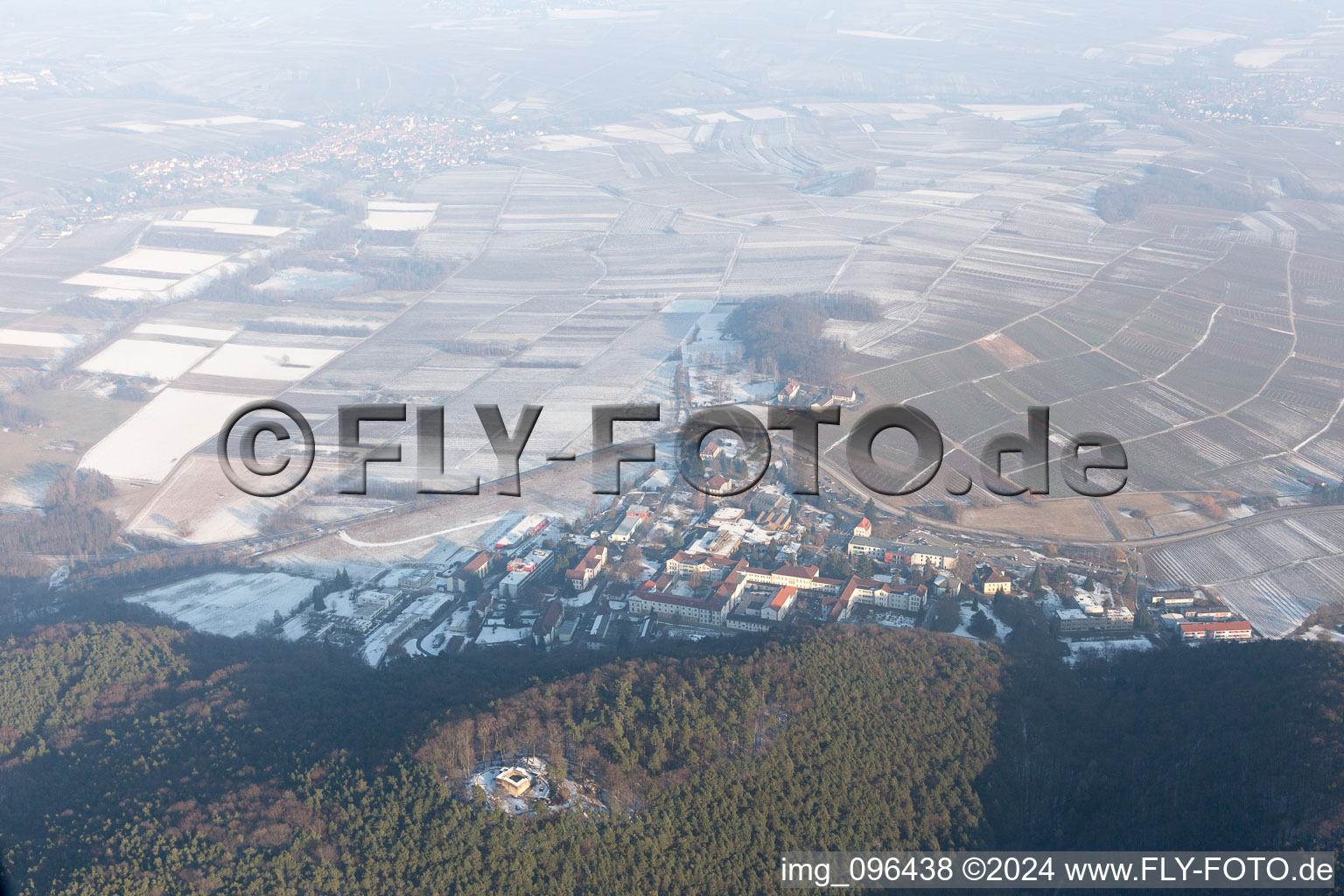 Drone recording of Klingenmünster in the state Rhineland-Palatinate, Germany