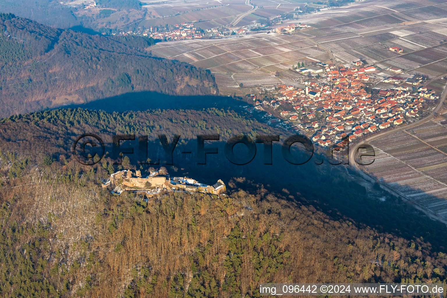 Aerial photograpy of Madenburg in Eschbach in the state Rhineland-Palatinate, Germany