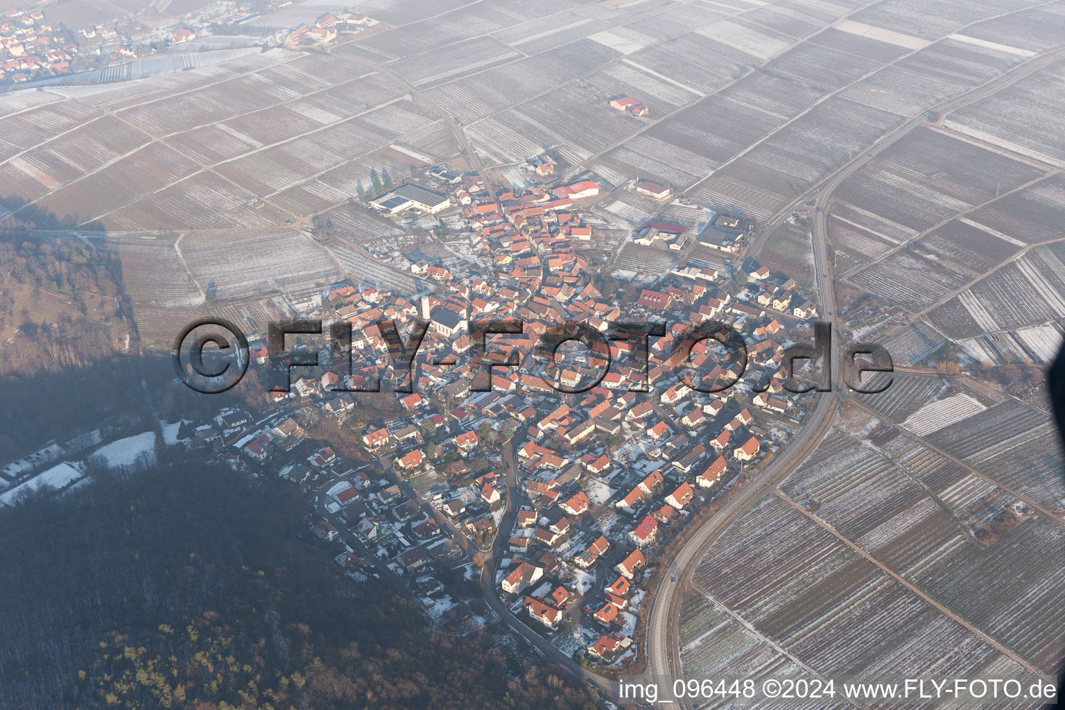 Klingenmünster in the state Rhineland-Palatinate, Germany from the drone perspective