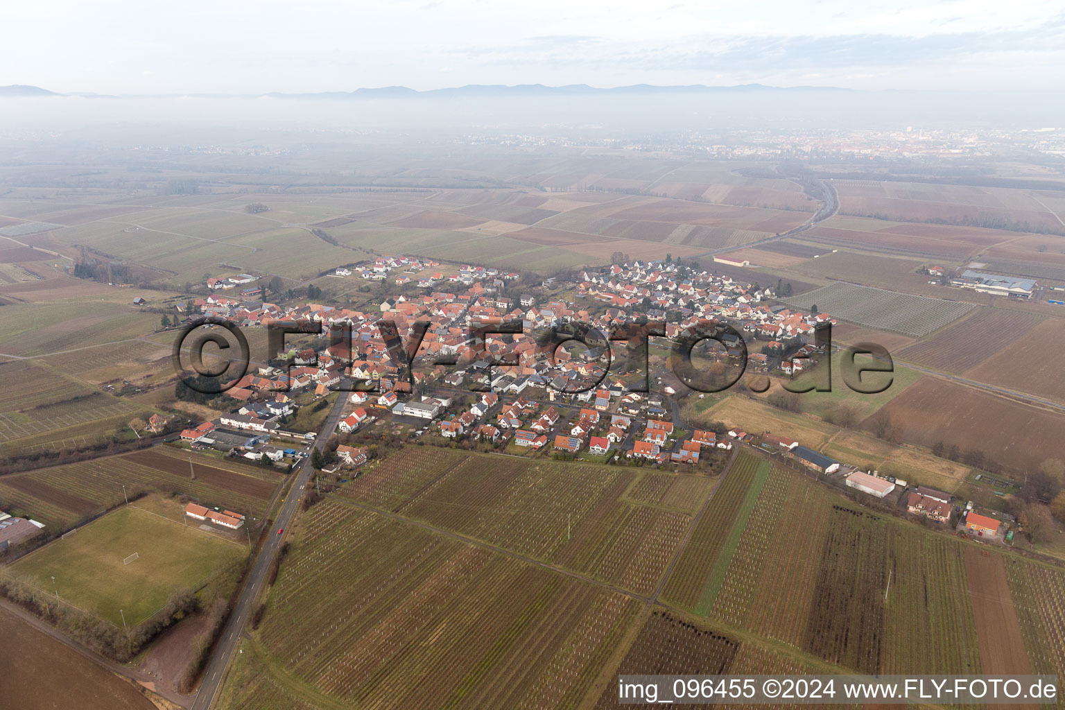 Impflingen in the state Rhineland-Palatinate, Germany seen from a drone