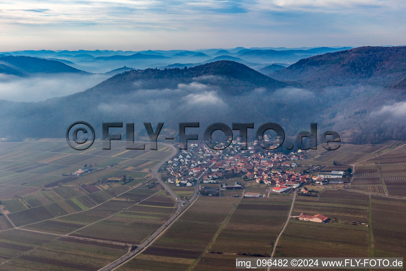 Aerial view of Eschbach in the state Rhineland-Palatinate, Germany